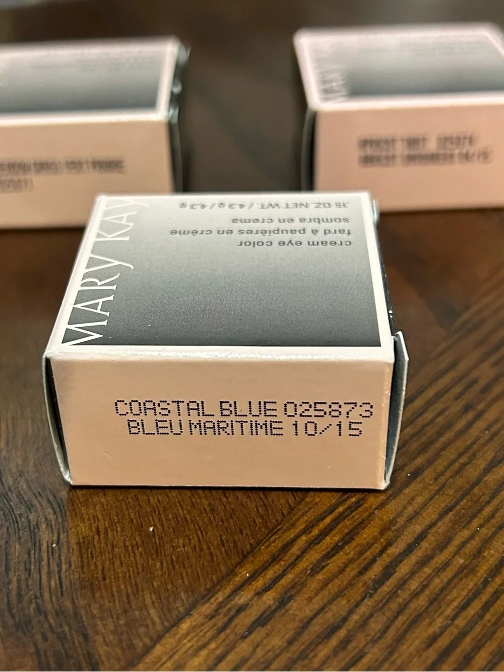 3 Piece Mary Kay Cream Eye Color Boxed Apricot Twist Coastal Blue Meadow Grass.
